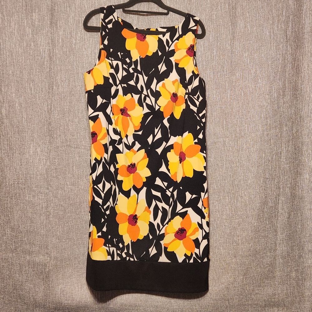 AGB Sheath Dress Bold Colorful Print Sleeveless Zippered Summer 16